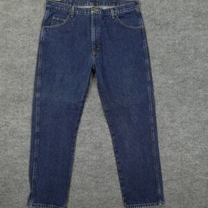 Wrangler Jeans Mens 40x32 Blue Tapered Leg Denim Dark Wash 100% Cotton